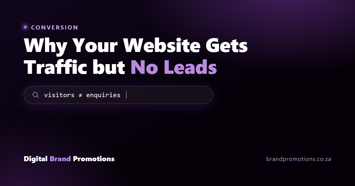 Digital Brand Promotions article cover — Why Your Website Gets Traffic but No Leads